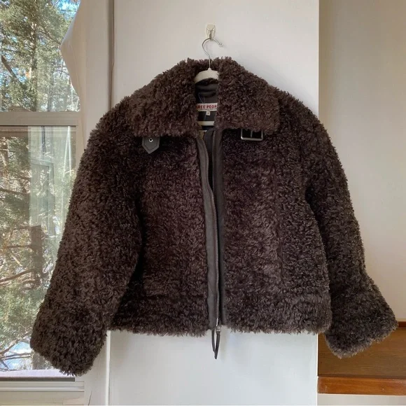 NWT Free People Jolie Oversized Teddy Jacket Deep Fudge Brown XS - Picture 10 of 12